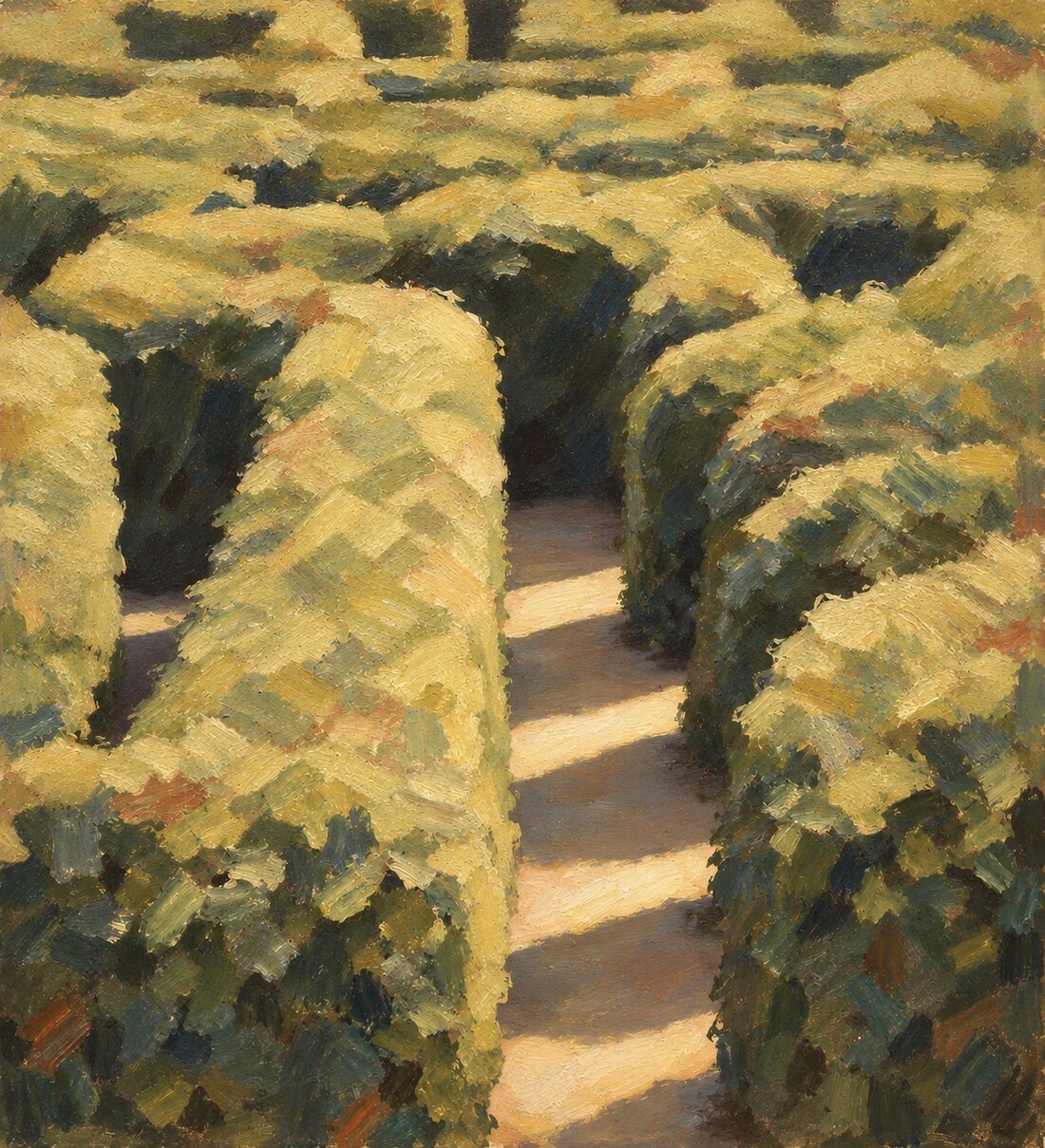 A painterly garden labyrinth path